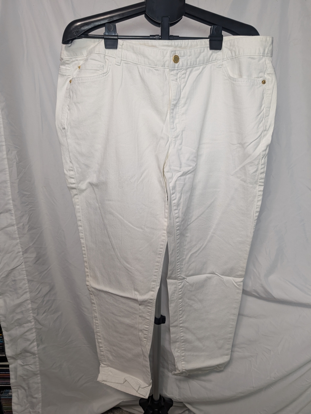 Michael Kors Women's White Straight Jeans, Size 18w